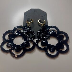 Flower Patent Snake Skin Earring